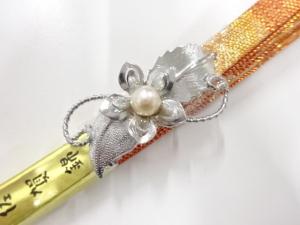 未使用品　パール帯留め・佐賀錦帯締めセット